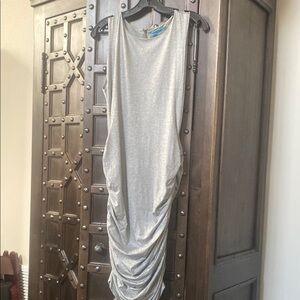 Silver Sleeveless Ruched Dress